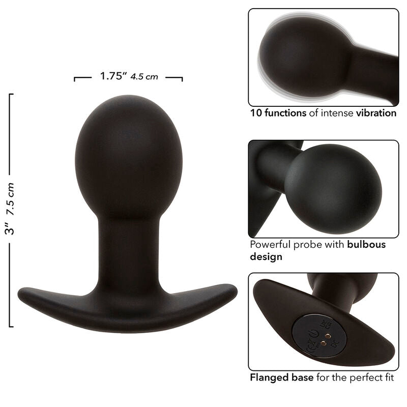 CALEXOTICS - ROCK BOTTOM PLUG ANAL 10 VIBRAÇÕES SILICONE PRETO Sexshoptuga 