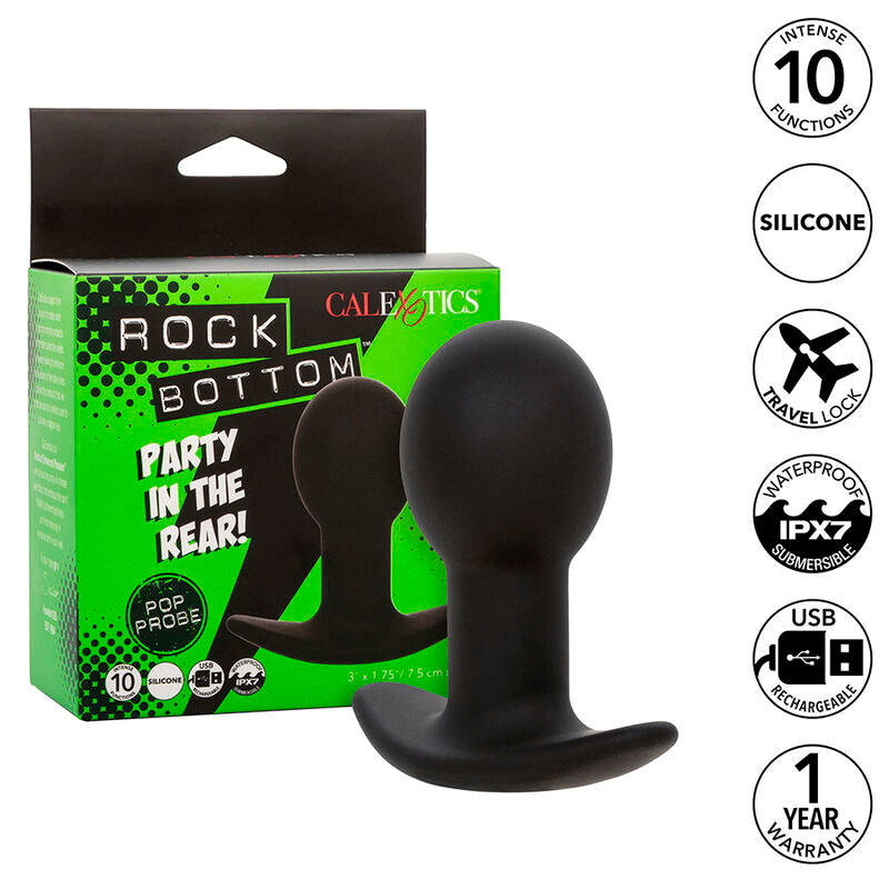 CALEXOTICS - ROCK BOTTOM PLUG ANAL 10 VIBRAÇÕES SILICONE PRETO Sexshoptuga 