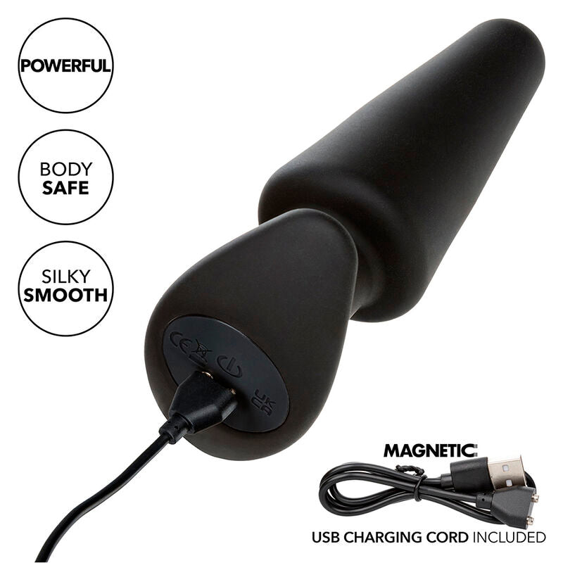 CALEXOTICS - ROCK BOTTOM PLUG ANAL CÔNICO 10 VIBRAÇÕES SILICONE PRETO Sexshoptuga 