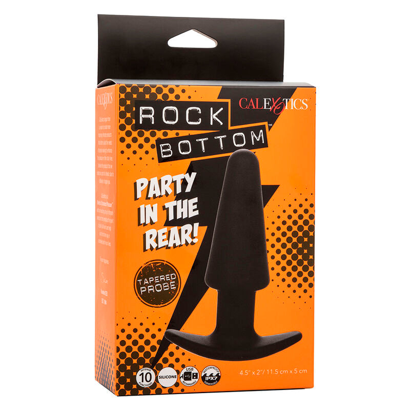 CALEXOTICS - ROCK BOTTOM PLUG ANAL CÔNICO 10 VIBRAÇÕES SILICONE PRETO Sexshoptuga 