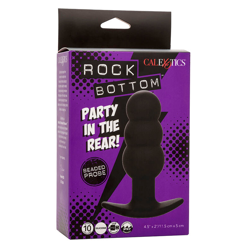 CALEXOTICS - ROCK BOTTOM PLUG ANAL COM ESFERAS 10 VIBRAÇÕES SILICONE PRETO Sexshoptuga 