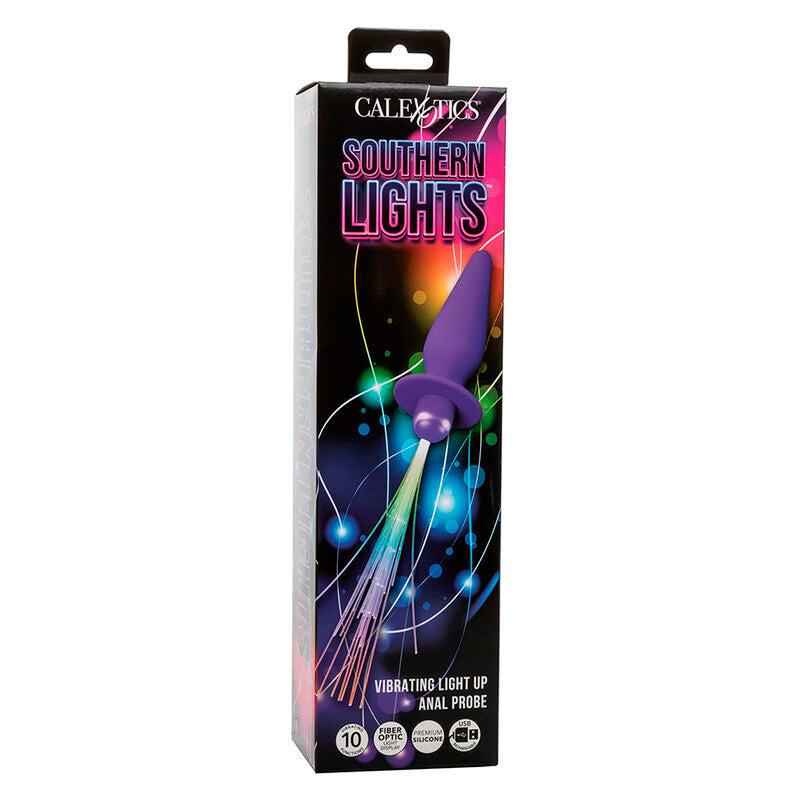 CALEXOTICS - SOUTHERN LIGHTS LIGHT UP ANAL PLUG 10 VIBRAÇÕES SILICONE ROXO Sexshoptuga 