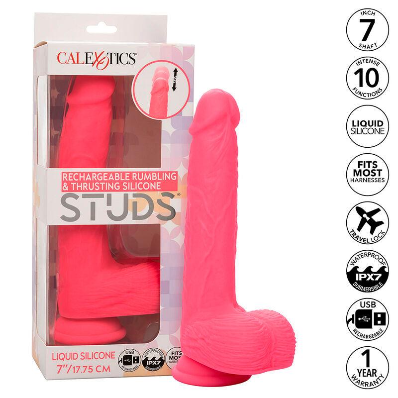 CALEXOTICS - STUDS VIBRADOR REALISTA 10 VIBRAÇÕES ROSA - Sexshoptuga 