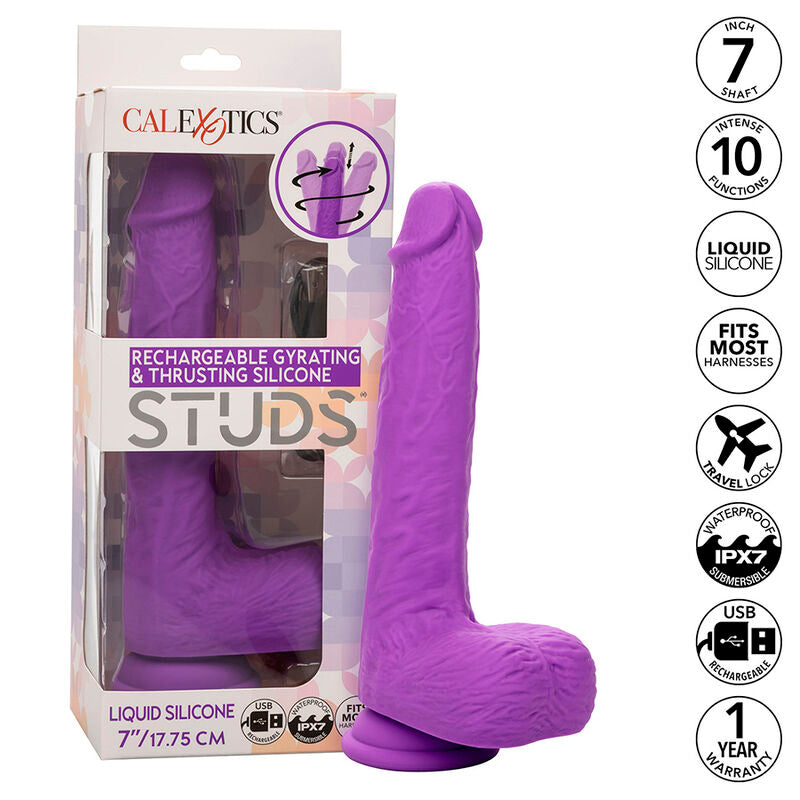 CALEXOTICS - STUDS VIBRADOR ROTATIVO E RECARREGÁVEL 10 VIBRAÇÕES ROXO Sexshoptuga 