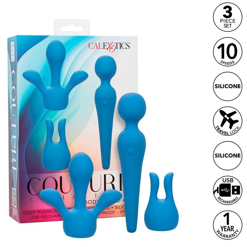 CALEXOTICS - COUTURE KIT VIBRADOR WAND 10 VIBRAÇÕES AZUL - Sexshoptuga 