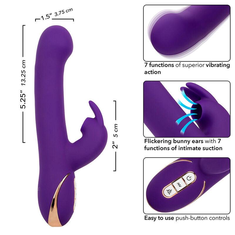 CALEXOTICS - JACK RABBIT VIBRADOR E ESTIMULADOR 7 VIBRAÇÕES E MODO DE SUCÇÕES AZUL - Sexshoptuga 