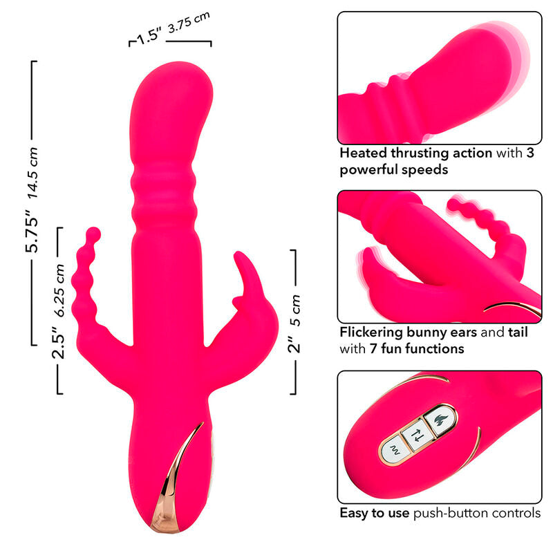 CALEXOTICS - JACK FANTASY VIBRADOR TRIPLO AQUECIDO COELHO ROSA Sexshoptuga 