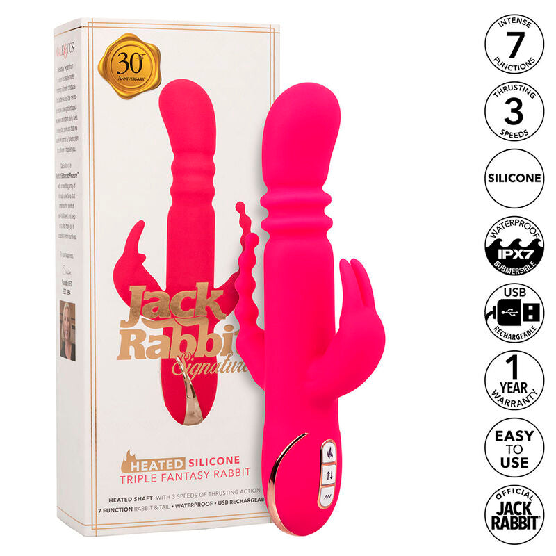 CALEXOTICS - JACK FANTASY VIBRADOR TRIPLO AQUECIDO COELHO ROSA Sexshoptuga 