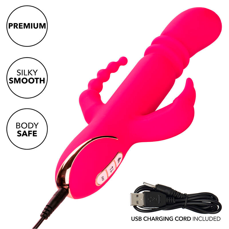 CALEXOTICS - JACK FANTASY VIBRADOR TRIPLO AQUECIDO COELHO ROSA Sexshoptuga 