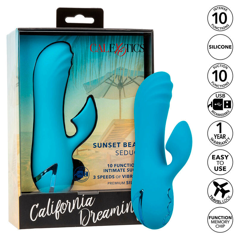 CALEXOTICS - SUNSET BEACH SEDUCER VIBRADOR E ESTIMULADOR 10 FUNÇÕES AZUL Sexshoptuga 