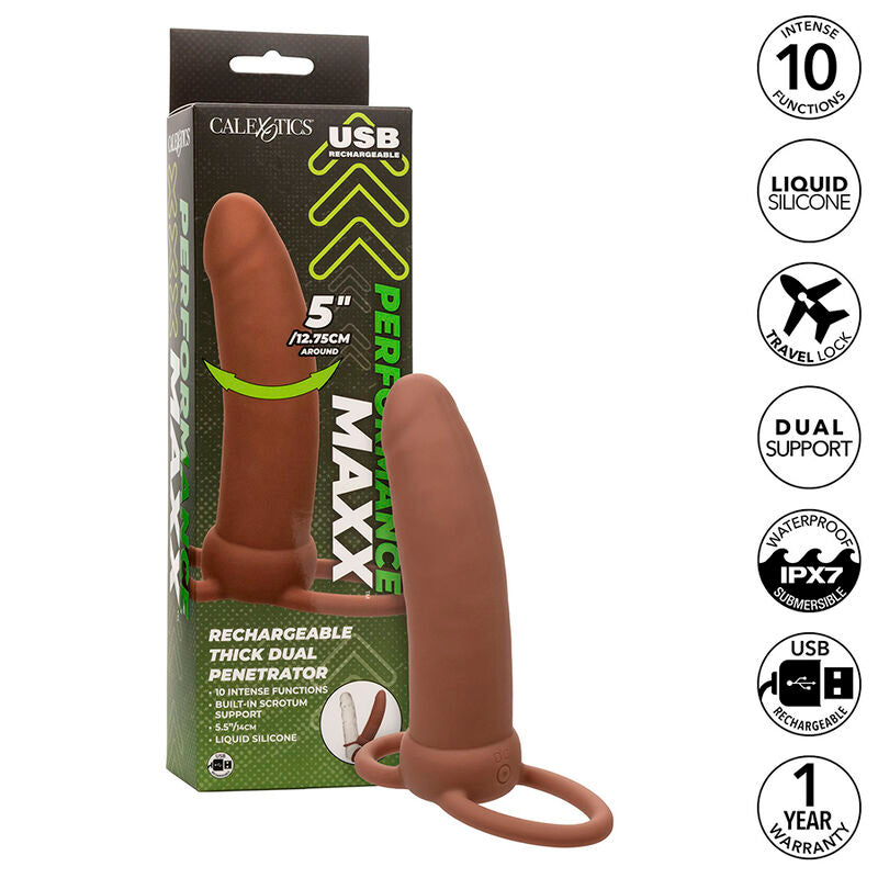 CALEXOTICS - MAXX THICK DUAL PENETRATOR 10 VIBRAÇÕES MARROM Sexshoptuga 