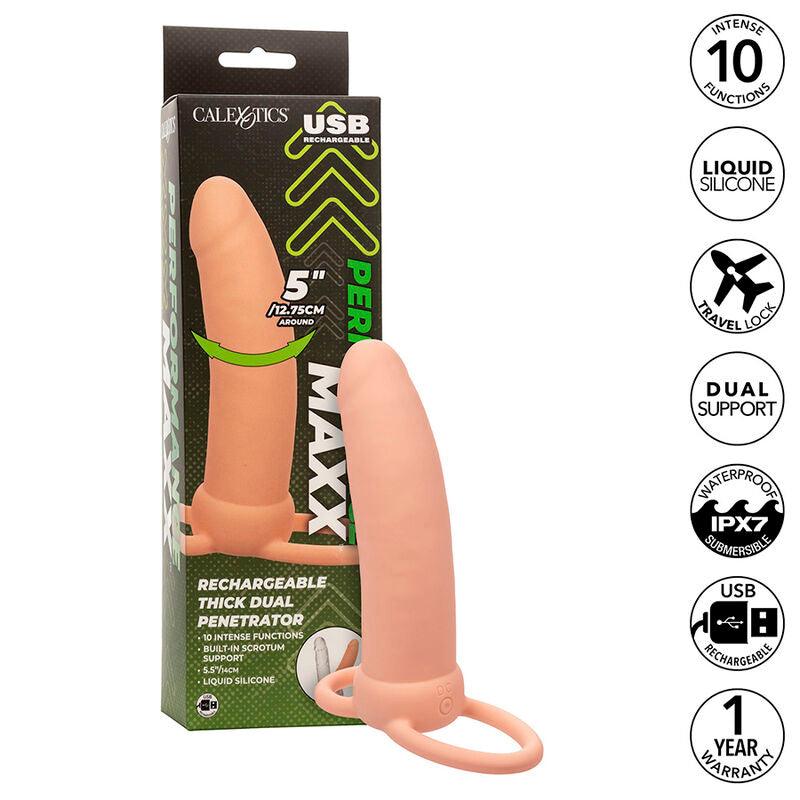 CALEXOTICS - MAXX THICK DUAL PENETRATOR 10 VIBRAÇÕES CARNE - Sexshoptuga 