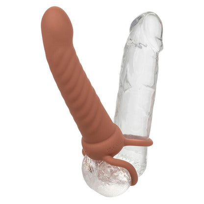 CALEXOTICS - MAXX RIBBED DUAL PENETRATOR 10 VIBRAÇÕES MARROM - Sexshoptuga 