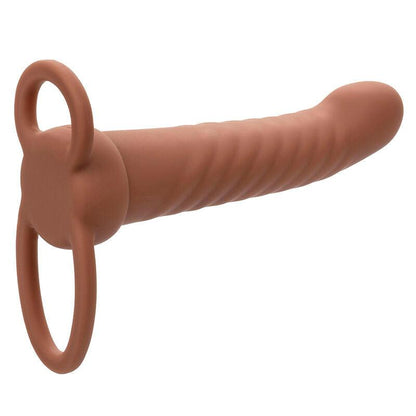 CALEXOTICS - MAXX RIBBED DUAL PENETRATOR 10 VIBRAÇÕES MARROM - Sexshoptuga 