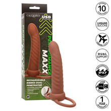 CALEXOTICS - MAXX RIBBED DUAL PENETRATOR 10 VIBRAÇÕES MARROM - Sexshoptuga  Sexshoptuga 