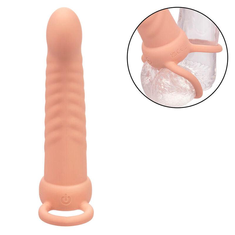 CALEXOTICS - MAXX RIBBED DUAL PENETRATOR 10 VIBRAÇÕES CARNE - Sexshoptuga 