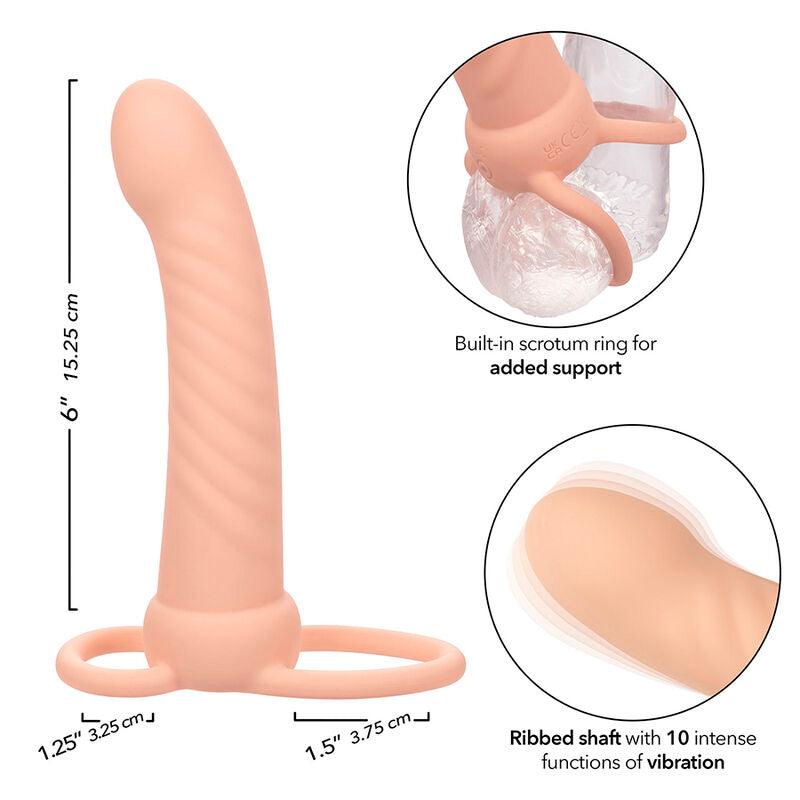 CALEXOTICS - MAXX RIBBED DUAL PENETRATOR 10 VIBRAÇÕES CARNE - Sexshoptuga 