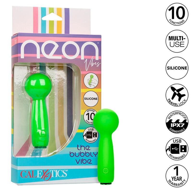 CALEXOTICS - NEON VIBES BUBBLY VIBE O MINI MASSAGEADOR 10 VIBRAÇÕES VERDE - Sexshoptuga 