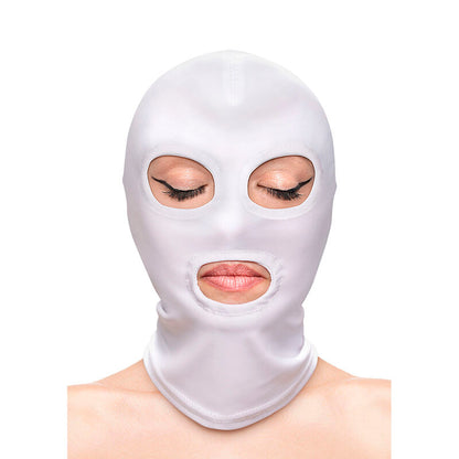 NS NOVELTIES - FETISH &amp; FASHION EYES AND MOUTH WHITE NYLON HOOD