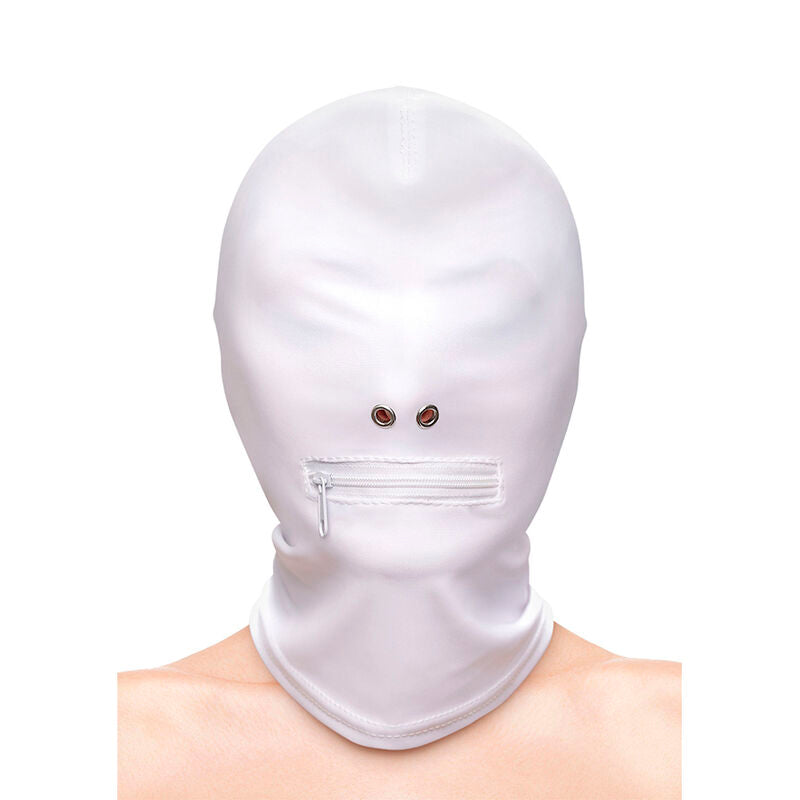 NS NOVELTIES - FETISH &amp; FASHION CLOSED MOUTH ZIPPER HOOD NYLON WHITE