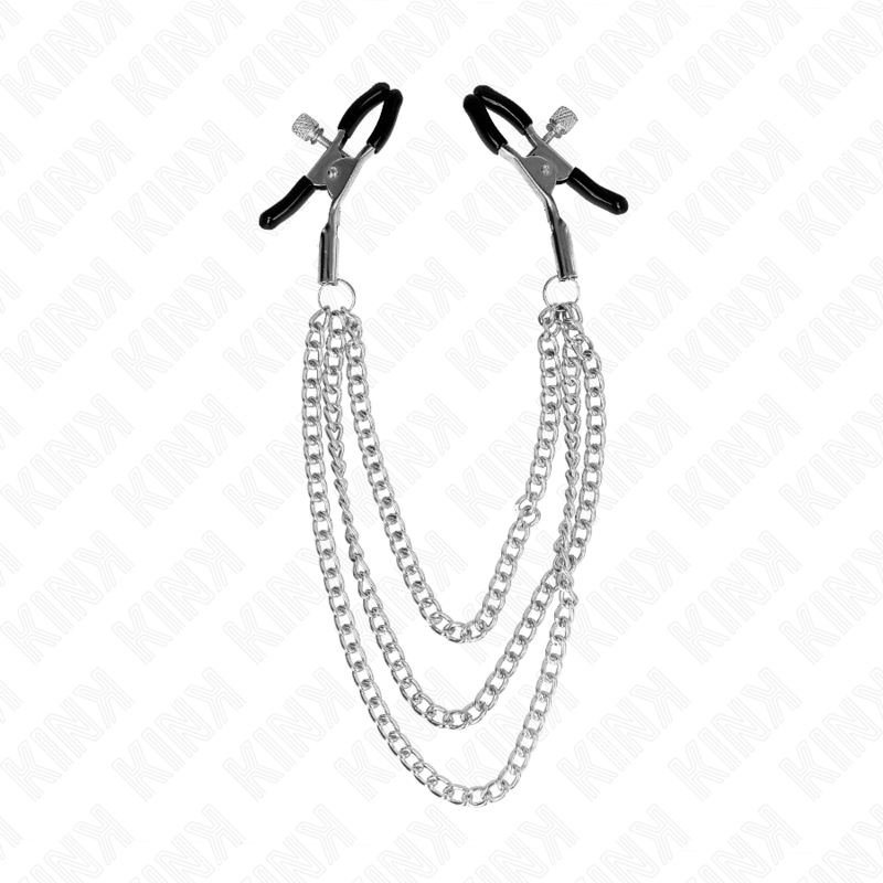 KINK - PINÇAS PARA BICOS COM 3 CORRENTES PRATA 20/23/28 CM Sexshoptuga 