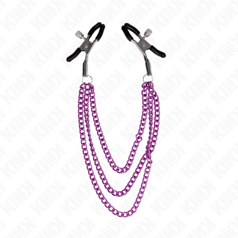 KINK - PINÇAS PARA BICOS COM 3 CORRENTES ROXO 20/23/28 CM Sexshoptuga 