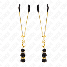 KINK - GOLDEN THIN TWEEZERS WITH 3 BLACK GLASS BEADS 7 CM Sexshoptuga 