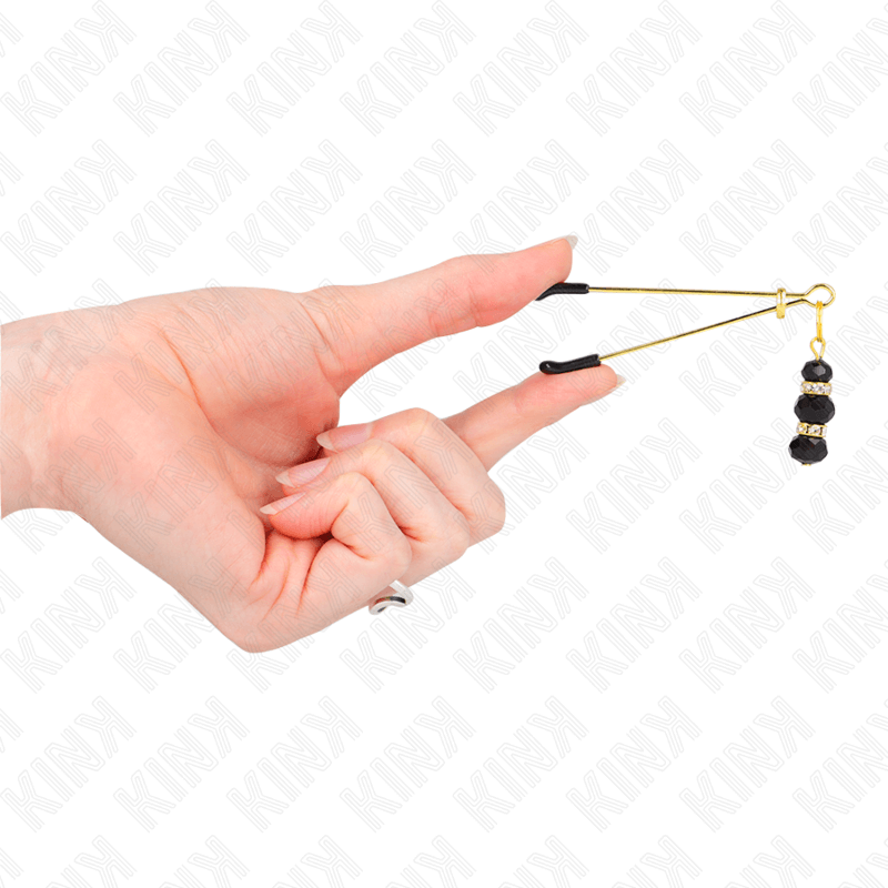 KINK - GOLDEN THIN TWEEZERS WITH 3 BLACK GLASS BEADS 7 CM Sexshoptuga 