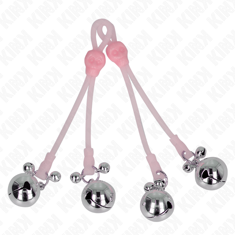 KINK - PINÇAS DE CRÂNIO LUMINOSAS COM ANEL SINOS AJUSTÁVEIS ROSA / PRATA Sexshoptuga 