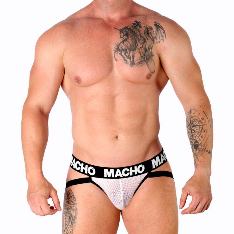 MACHO - MX26X1 JOCK GRID BRANCO S - Sexshoptuga  Sexshoptuga 