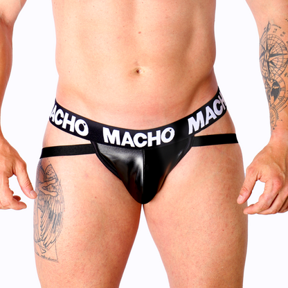 MACHO - MX25NC JOCK COURO PRETO S - Sexshoptuga 