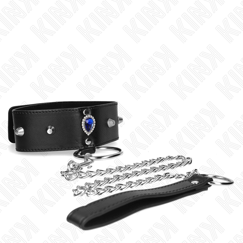 KINK - COLAR 65 CM COM ALÇA COM DIAMANTES AZUIS AJUSTÁVEL 36-43 CM X 5 CM Sexshoptuga 