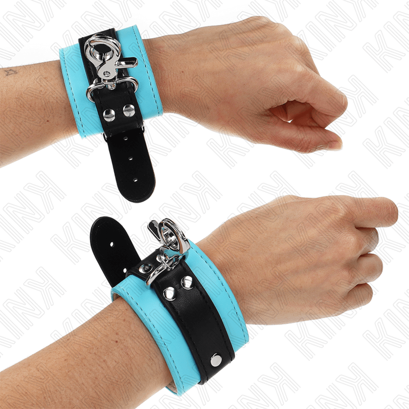 KINK - PREMIUM CLOSABLE WRIST RESTRAINTS BLACK/BLUE ADJUSTABLE 21-28CM X 5.5CM