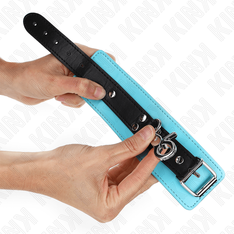 KINK - PREMIUM CLOSABLE WRIST RESTRAINTS BLACK/BLUE ADJUSTABLE 21-28CM X 5.5CM