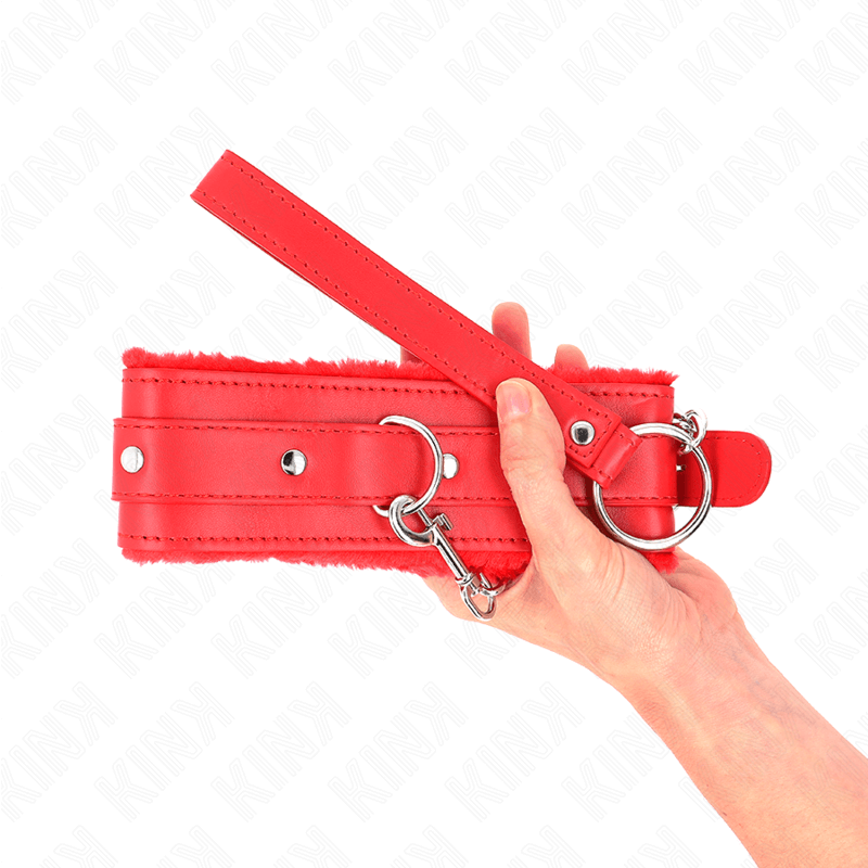 KINK - COLAR COM TRELA 65 CM COM RESTRIÇÕES VERMELHO 36-42 CM X 5,5 CM Sexshoptuga 