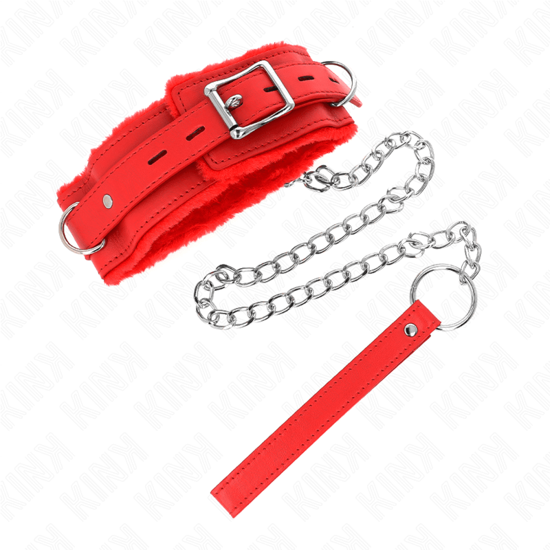 KINK - COLAR COM TRELA 65 CM COM RESTRIÇÕES VERMELHO 36-42 CM X 5,5 CM Sexshoptuga 