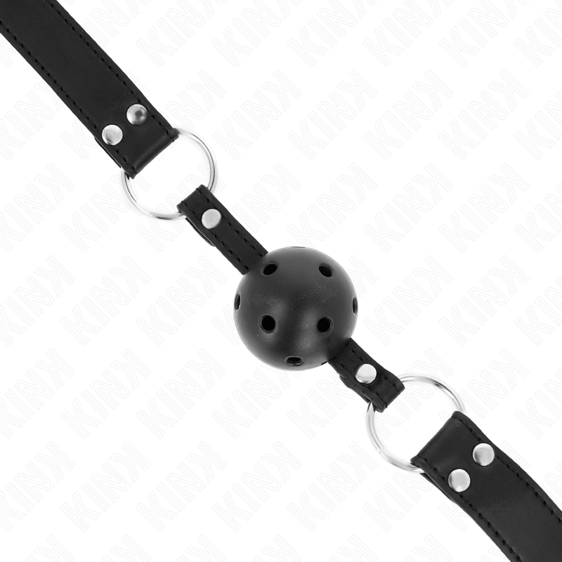 KINK - BREATHABLE BALL 4 CM GAG WITH DOUBLE RIVET MODEL 1 BLACK 62.5 x 2.5 CM ADJUSTABLE 42-58 CM Sexshoptuga 