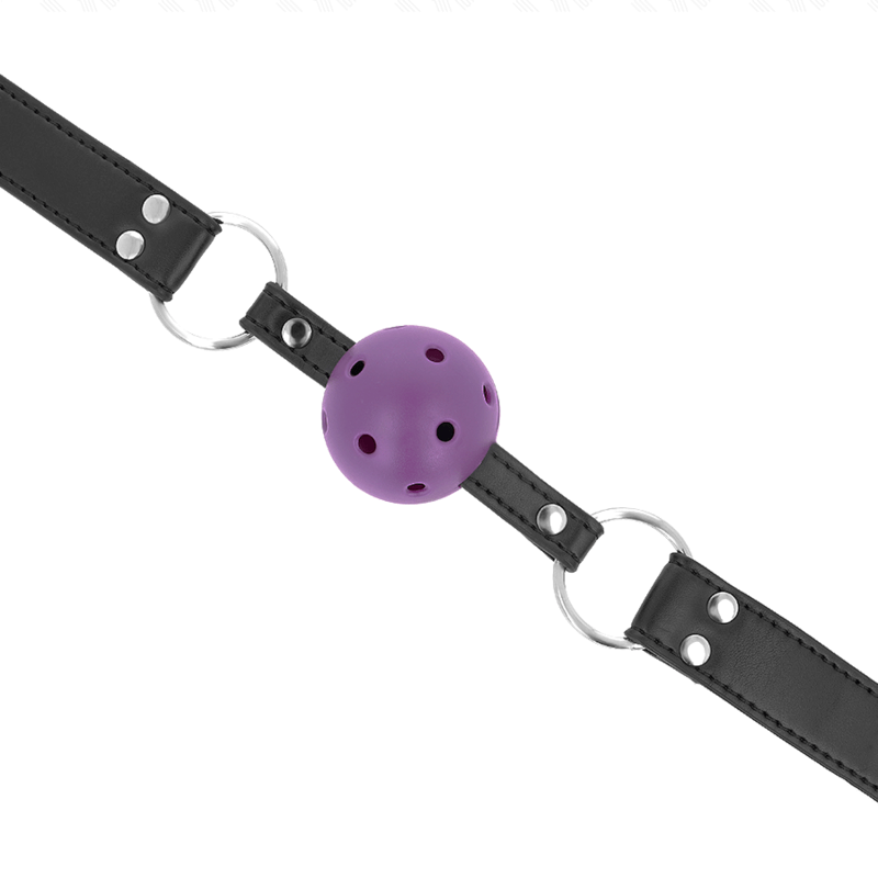 KINK - BREATHABLE BALL GAG 4 CM WITH DOUBLE RIVET PURPLE 62.5 x 2.5 CM ADJUSTABLE 42-58 CM Sexshoptuga 