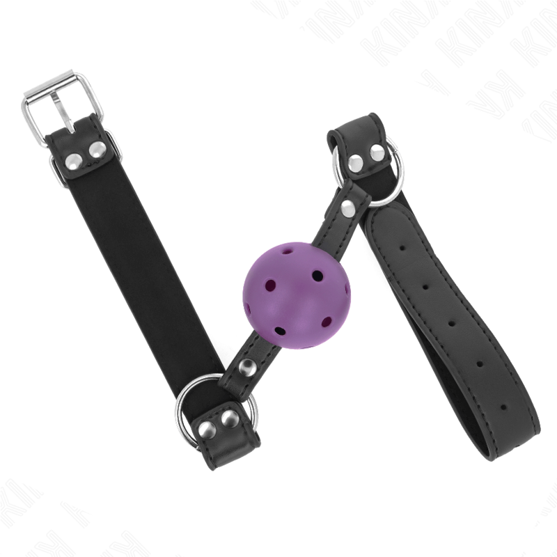 KINK - BREATHABLE BALL GAG 4 CM WITH DOUBLE RIVET PURPLE 62.5 x 2.5 CM ADJUSTABLE 42-58 CM Sexshoptuga 