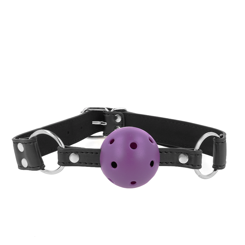 KINK - BREATHABLE BALL GAG 4 CM WITH DOUBLE RIVET PURPLE 62.5 x 2.5 CM ADJUSTABLE 42-58 CM Sexshoptuga 