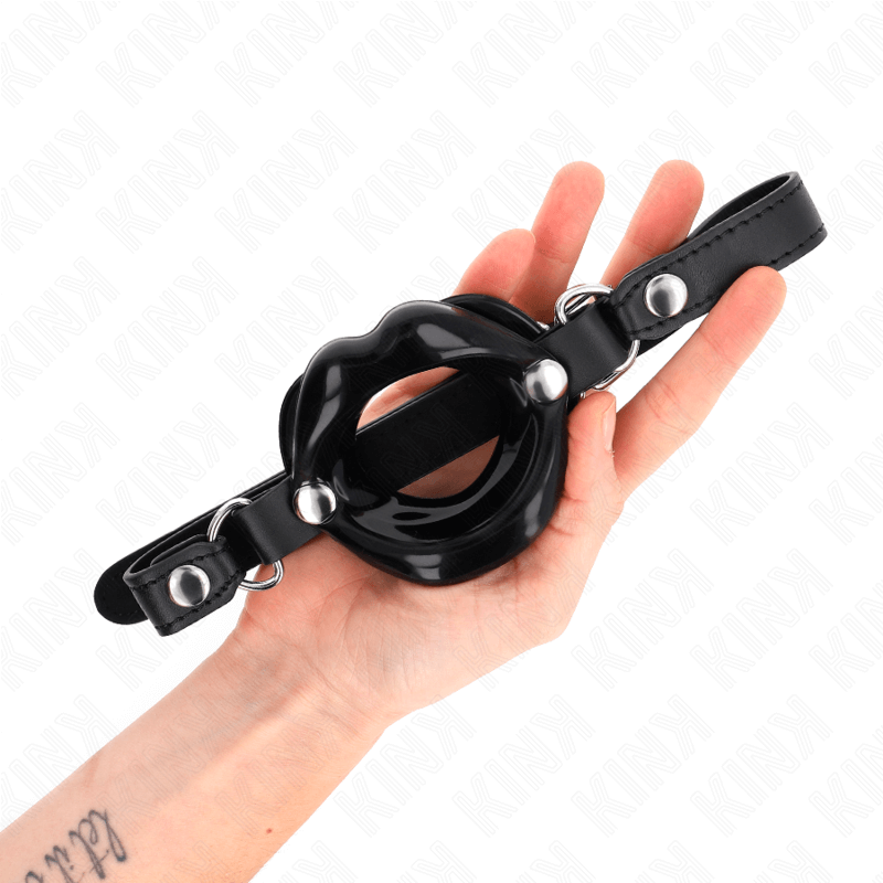 KINK - LIP GAG 8 CM WITH BLACK LEATHER STRAP 63 x 2 CM ADJUSTABLE 39-58 CM Sexshoptuga 