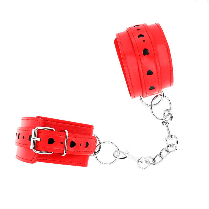 KINK - RED WRIST CHAIN ​​WITH ADJUSTABLE BLACK HEART INSERT 21-28 CM X 5.5 CM