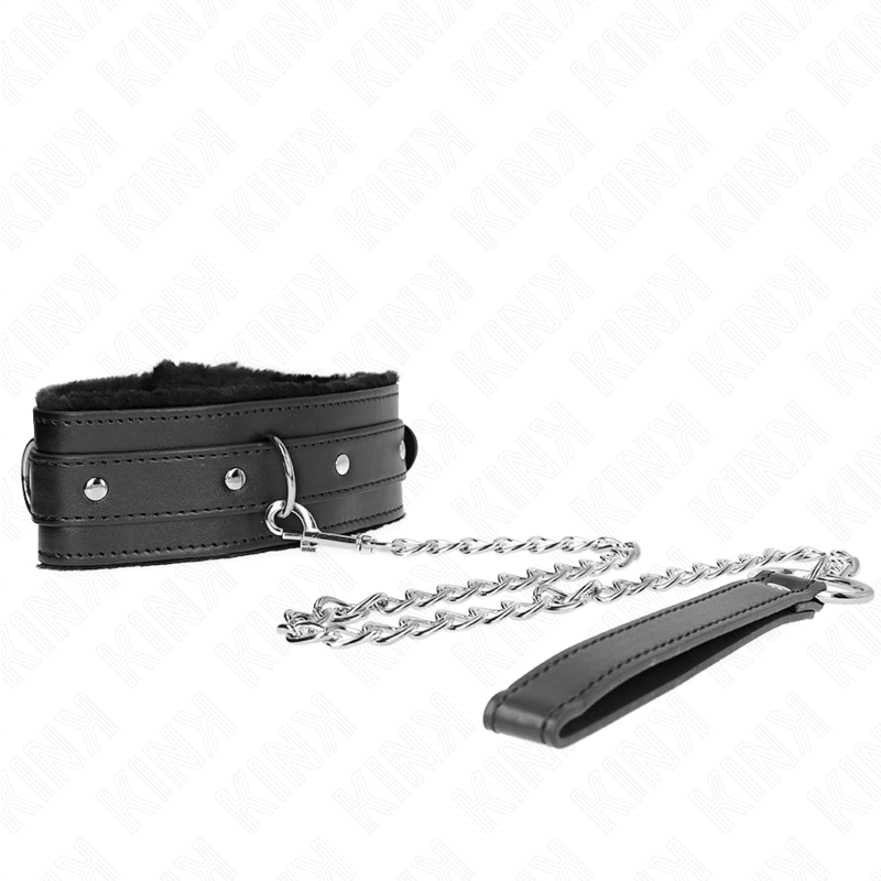 KINK - COLAR COM TRELA 65 CM COM RESTRIÇÕES PRETO 36-42 CM X 5,5 CM Sexshoptuga 