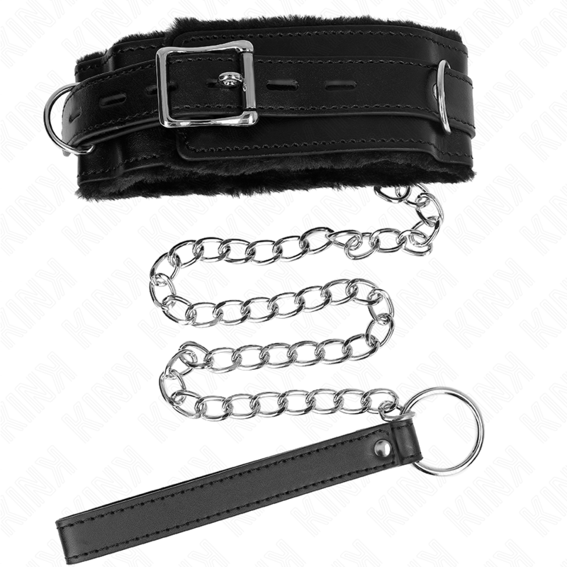 KINK - COLAR COM TRELA 65 CM COM RESTRIÇÕES PRETO 36-42 CM X 5,5 CM Sexshoptuga 