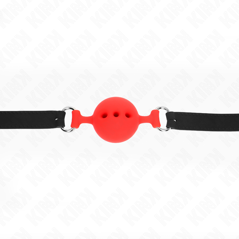 KINK - MORDAÇA COMPLETA DE SILICONE 55 x 2 CM COM BOLA DE 4,5 CM TAMANHO M VERMELHO AJUSTÁVEL 35-51 CM Sexshoptuga 