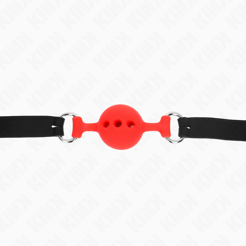 KINK - MORDAÇA COMPLETA DE SILICONE 55 x 2 CM COM BOLA DE 4 CM TAMANHO S VERMELHO AJUSTÁVEL 35-51 CM Sexshoptuga 