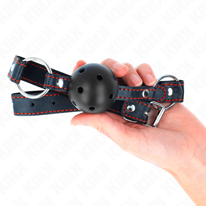 KINK - MORDAÇA DE BOLA PRETA OCA DURO MODELO 2 65 x 2,5 CM Sexshoptuga 