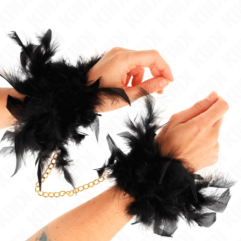 KINK - FEATHER HANDCUFFS WITH GOLD CHAIN ​​MODEL 1