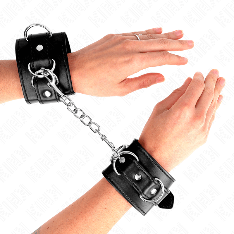 KINK - 3 ADJUSTABLE D-RING WRIST RESTRAINTS BLACK 17.5-25 CM X 6 CM