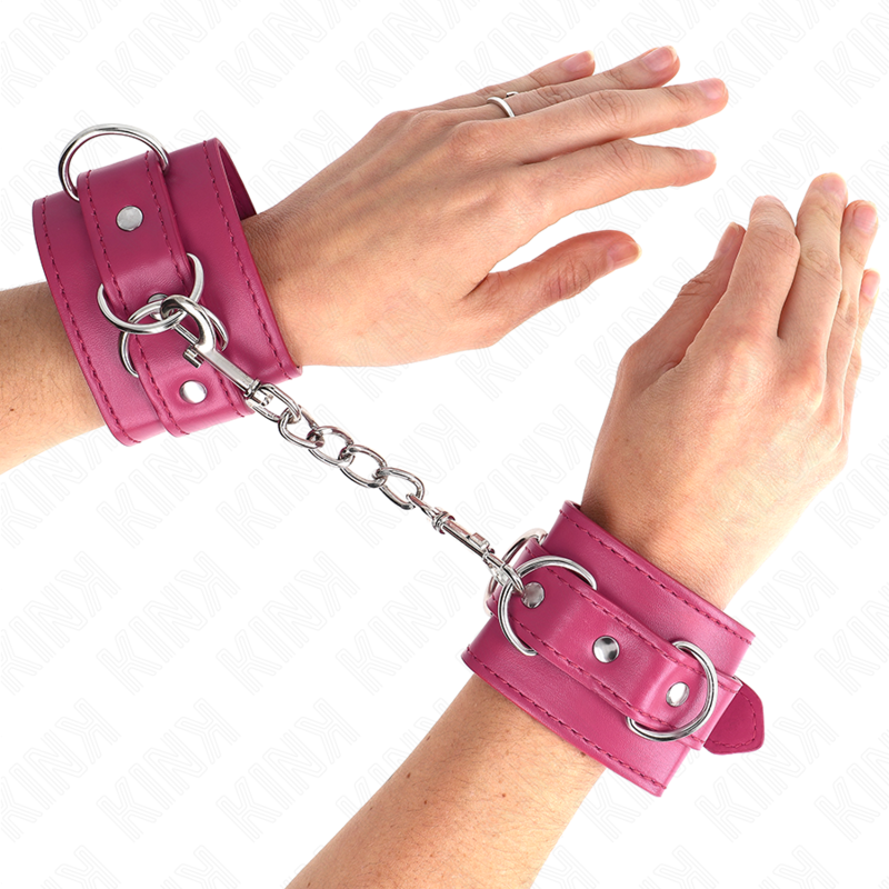 KINK - 3 ADJUSTABLE D-RING WRIST RESTRAINTS PINK 17.5-25 CM X 6 CM